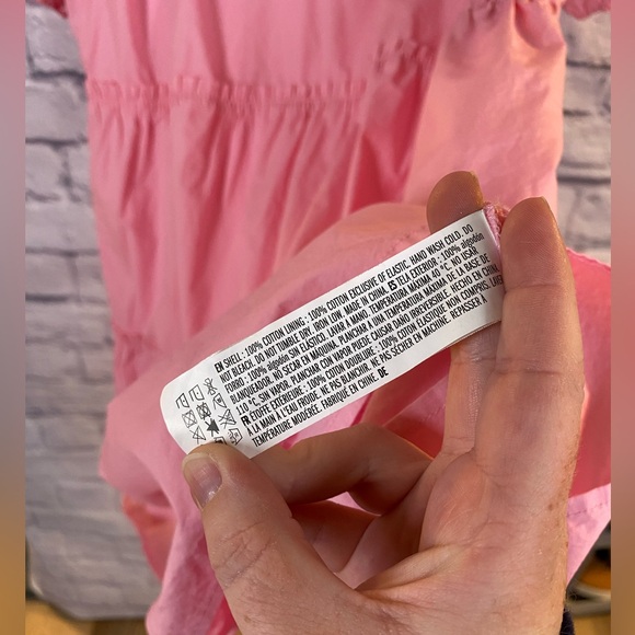 English Factory Ruffle Puff Sleeve Pink Tiered Mini Dress Plus Size 1X - Picture 7 of 8